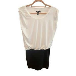 Mango MNG Casual Black & White Blouson Sleeveless Pencil Skirt Dress Women XXS